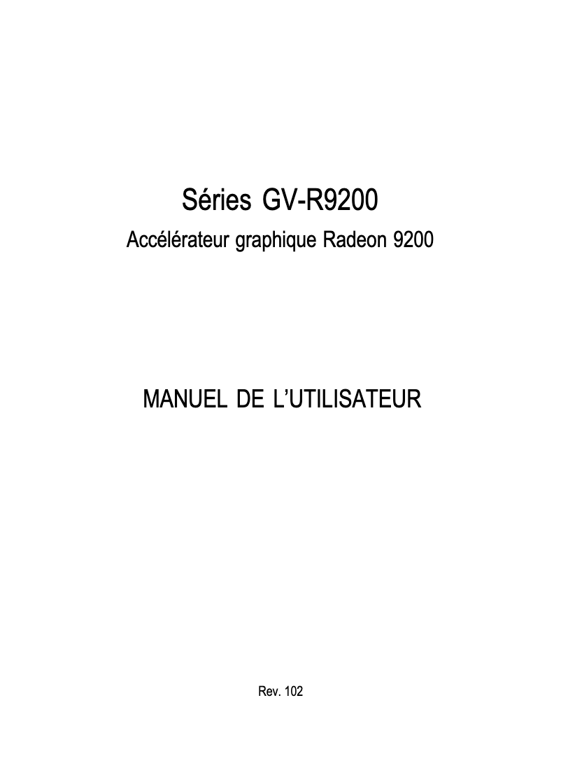 Image de la première page du manuel de l'appareil GV-R9264D