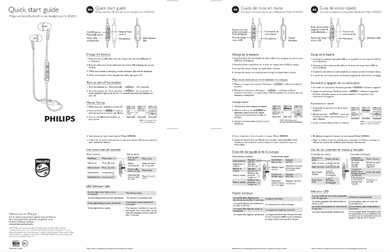 Page 1 de la notice Guide de démarrage rapide Philips SHB5850