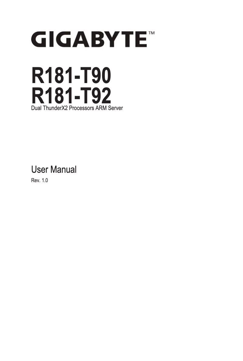 Page n°1 - Manuel utilisateur Gigabyte R181-T92