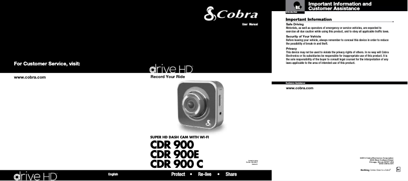 Page 1 de la notice Manuel utilisateur Cobra CDR 900E