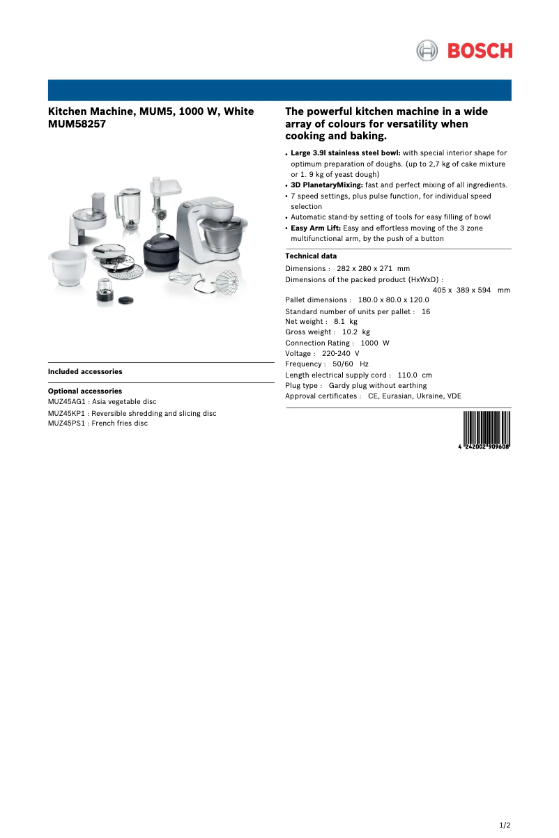 Image de la première page du manuel de l'appareil MUM58257