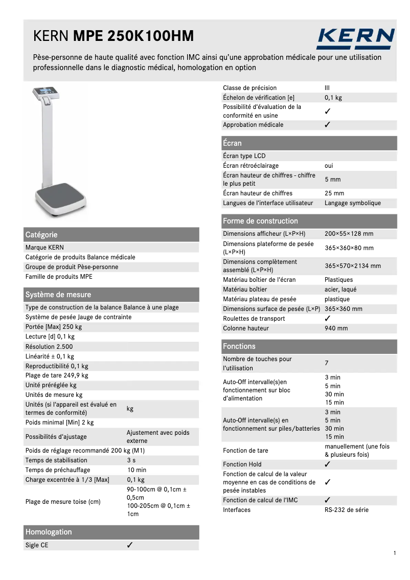 Image de la première page du manuel de l'appareil MPE 250K100HNM