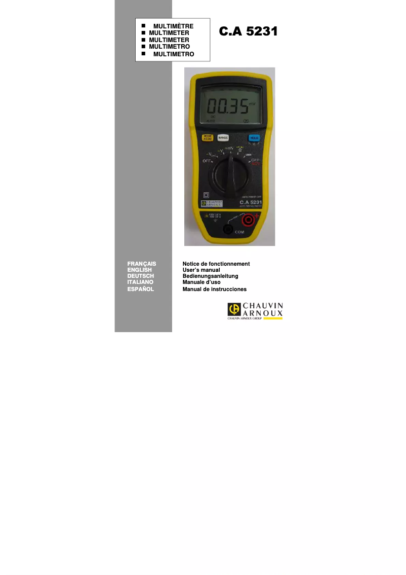 Image de la première page du manuel de l'appareil C.A 5231