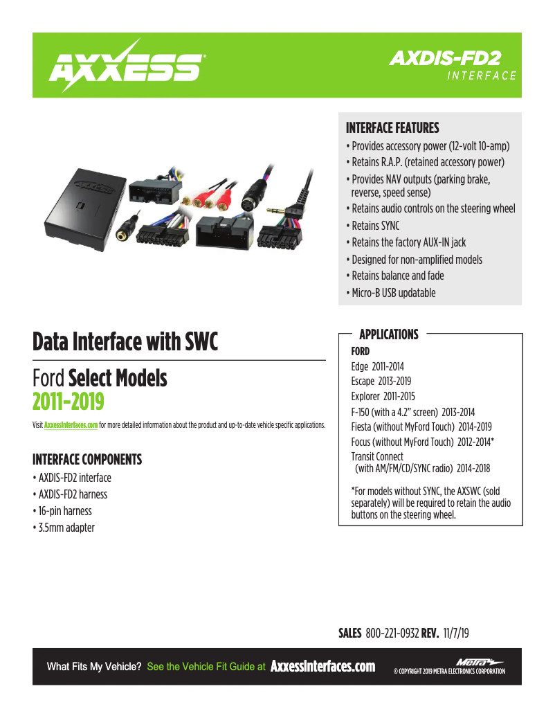 Page 1 de la notice Fiche technique AXESS AXDIS-FD2