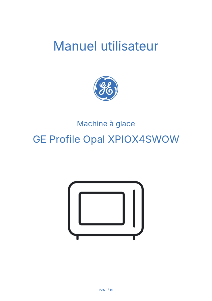 Image de la première page du manuel de l'appareil Profile Opal XPIOX4SWOW