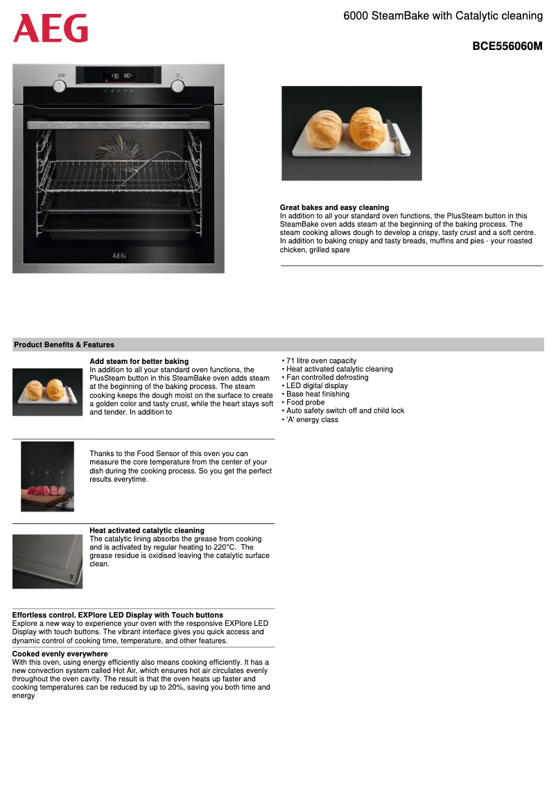 Página 1 del manual Ficha técnica AEG BCE556060M