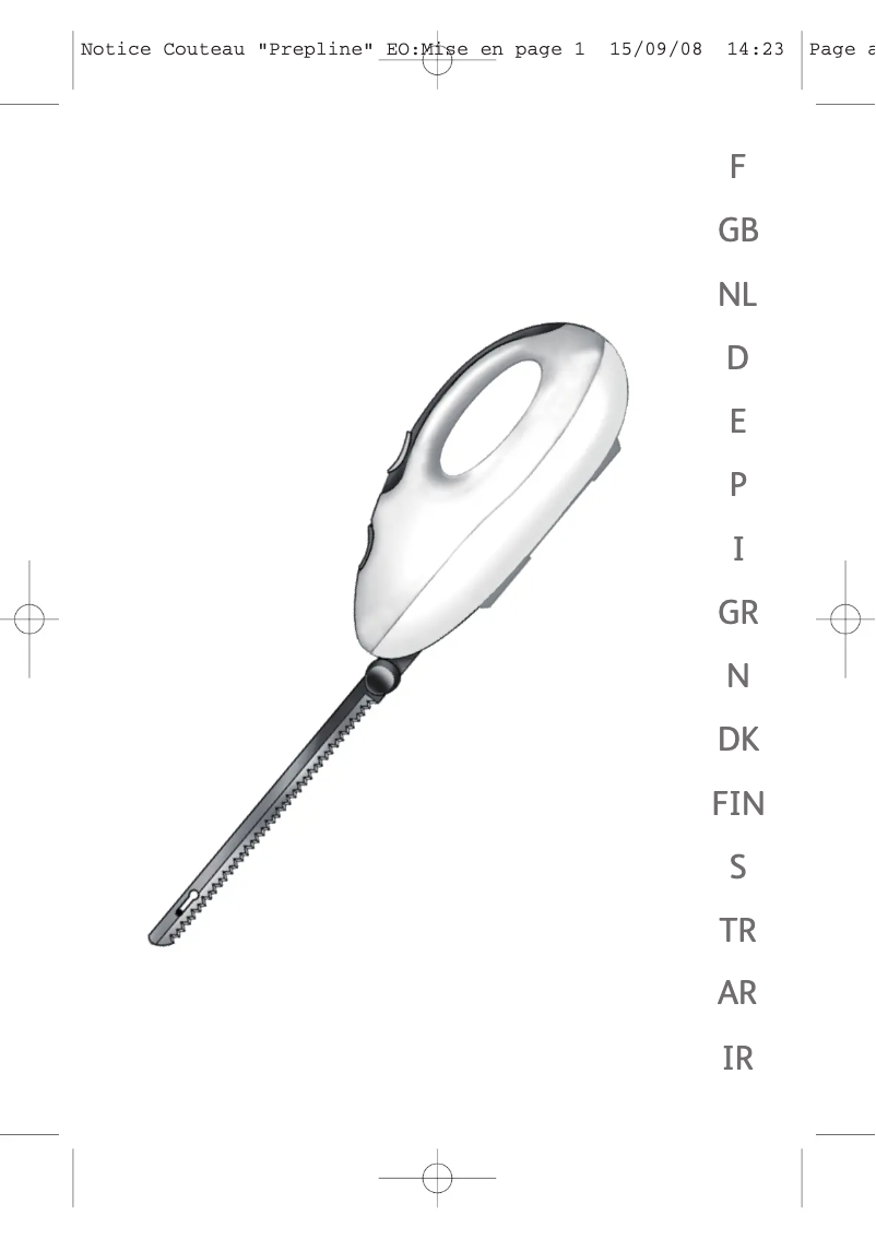 Page 1 de la notice Manuel utilisateur Tefal Prepline 852331