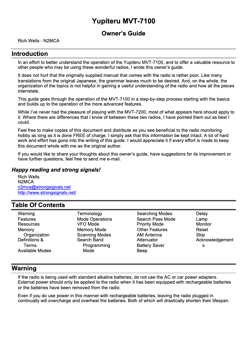 Image de la première page du manuel de l'appareil MVT-7100