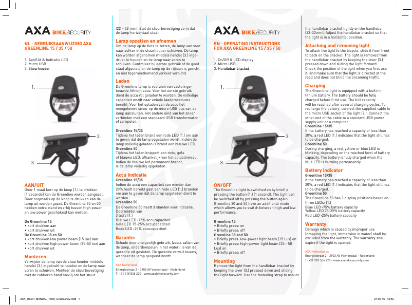 Image de la première page du manuel de l'appareil Greenline 50