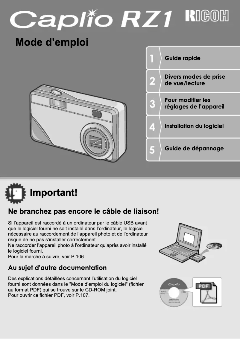 Imagen de la primera página del manual del dispositivo Caplio RZ1