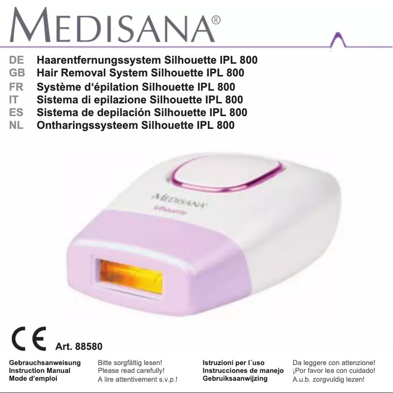 Page 1 de la notice Manuel utilisateur Medisana IPL 800