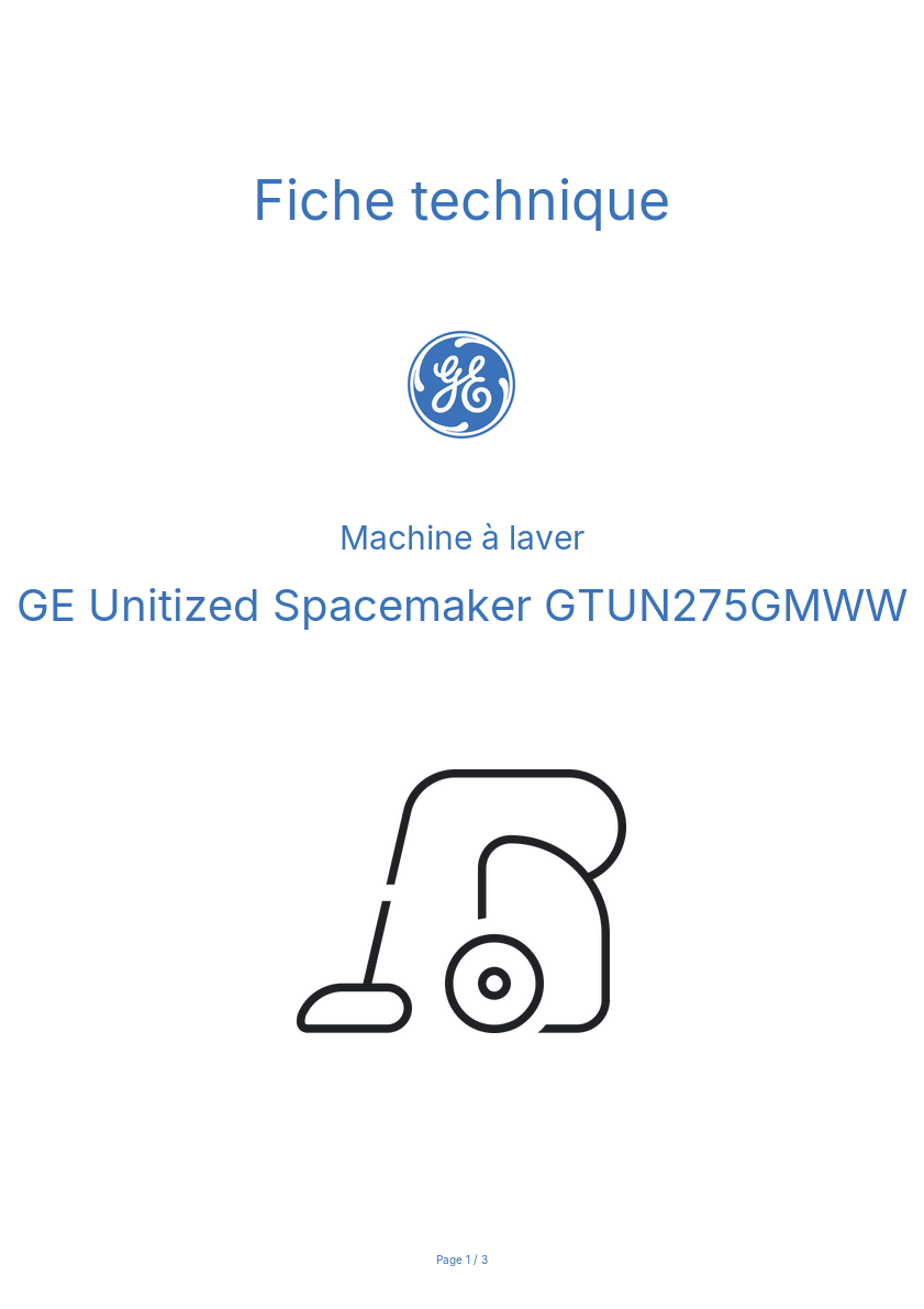 Image de la première page du manuel de l'appareil Unitized Spacemaker GTUN275GMWW
