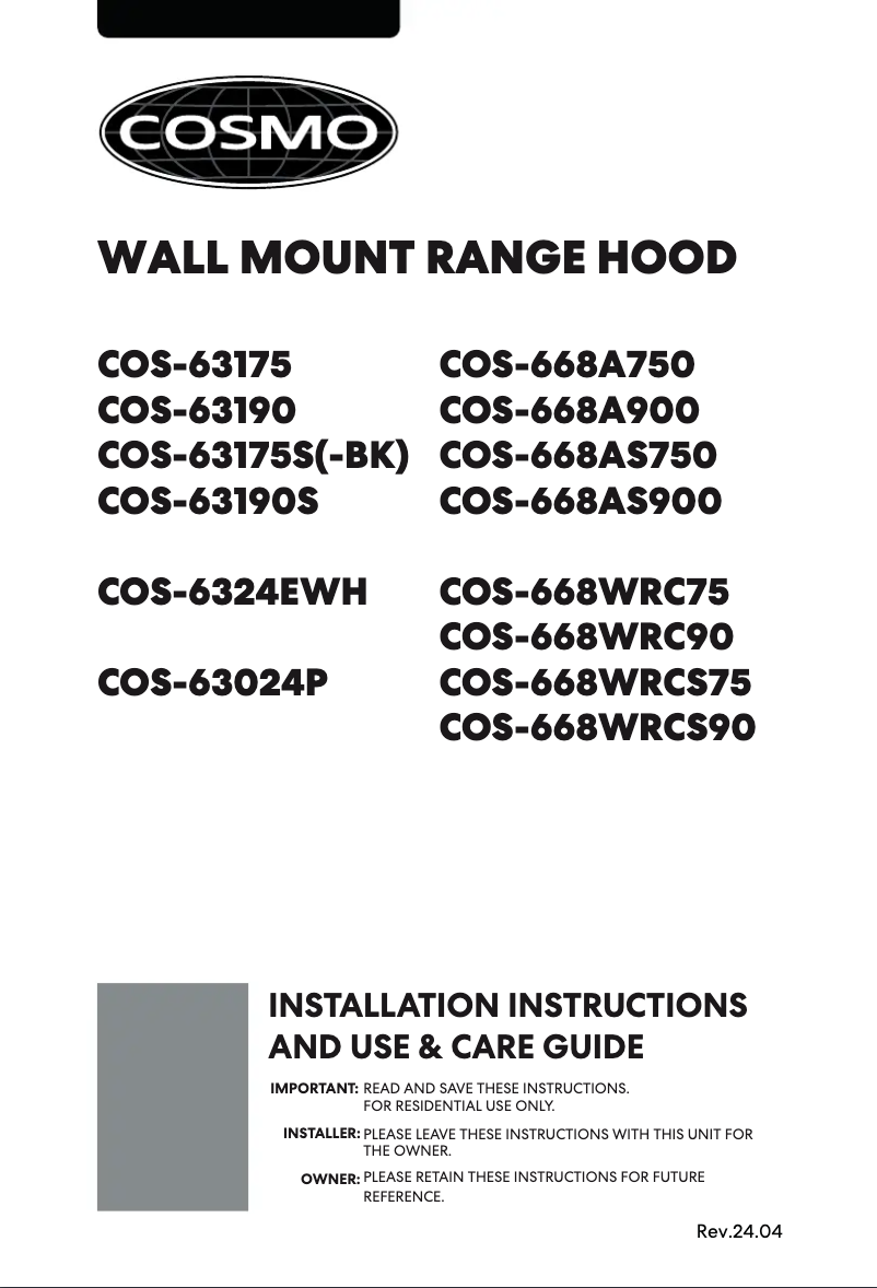 Page 1 de la notice Manuel utilisateur Cosmo COS-63175S-BK
