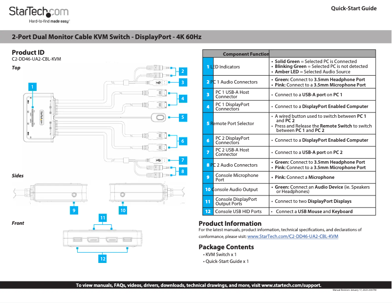 Page n°1 - Manuel utilisateur StarTech.com C2-DD46-UA2-CBL-KVM