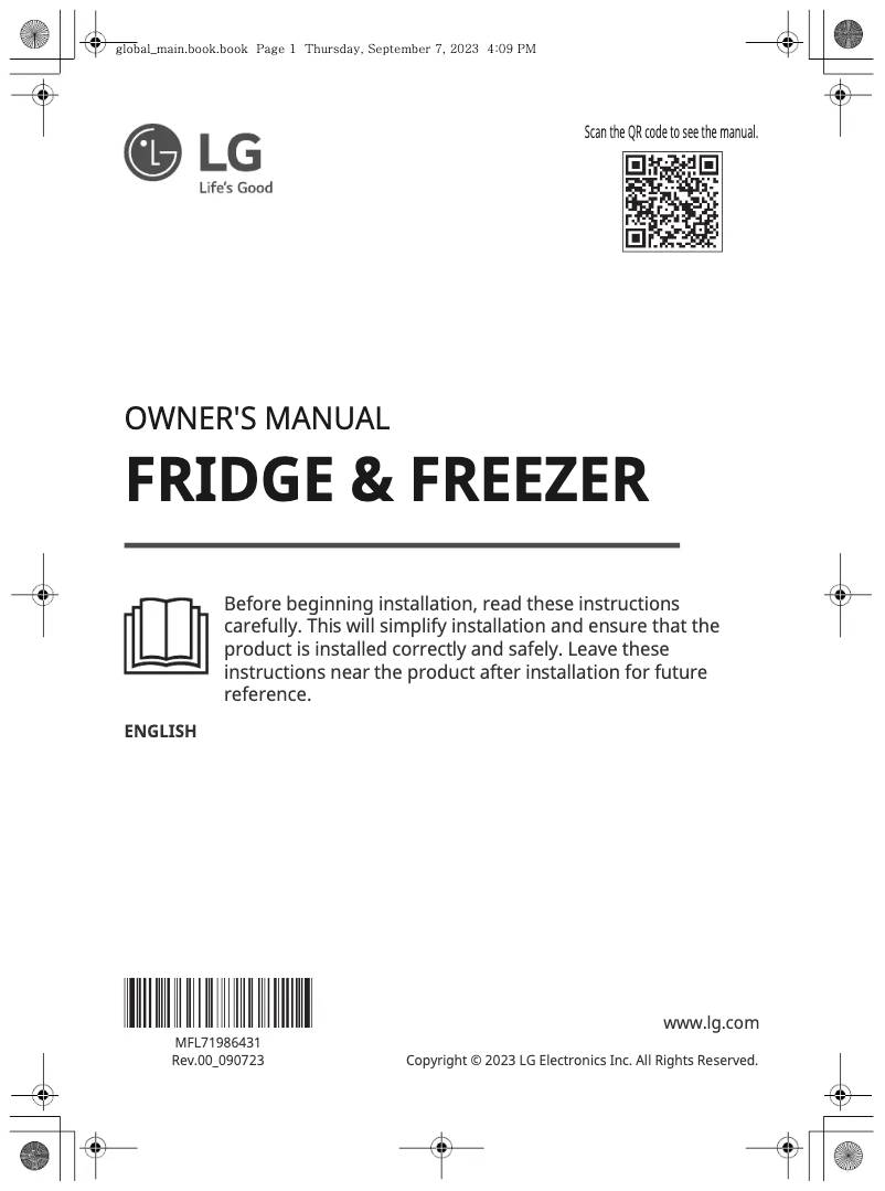 Page 1 de la notice Manuel utilisateur LG GSM32HSBEH