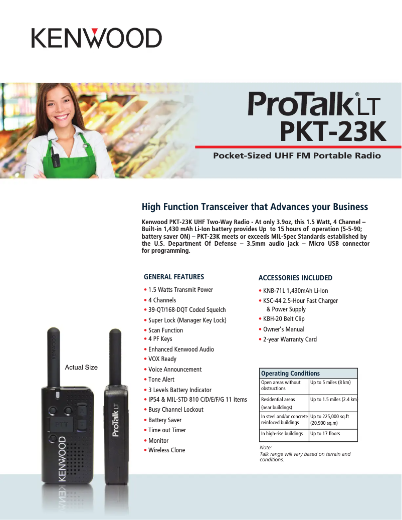 Page n°1 - Manuel utilisateur Kenwood ProTalk PKT-23