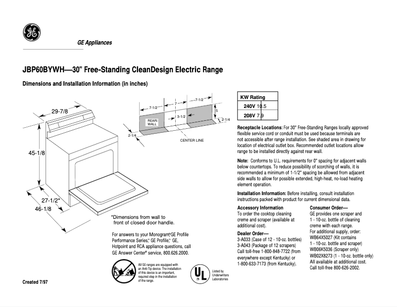 Image de la première page du manuel de l'appareil JBP60BYWH
