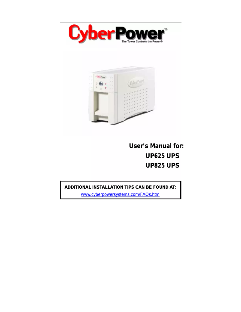 Page n°1 - Manuel utilisateur CyberPower UP825