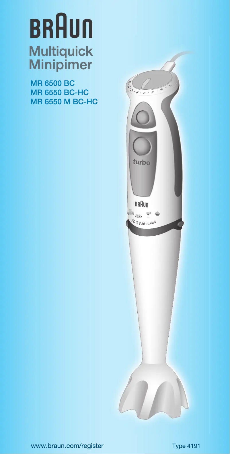 Page 1 de la notice Manuel utilisateur Braun Multiquick MR 6550 M FPHC