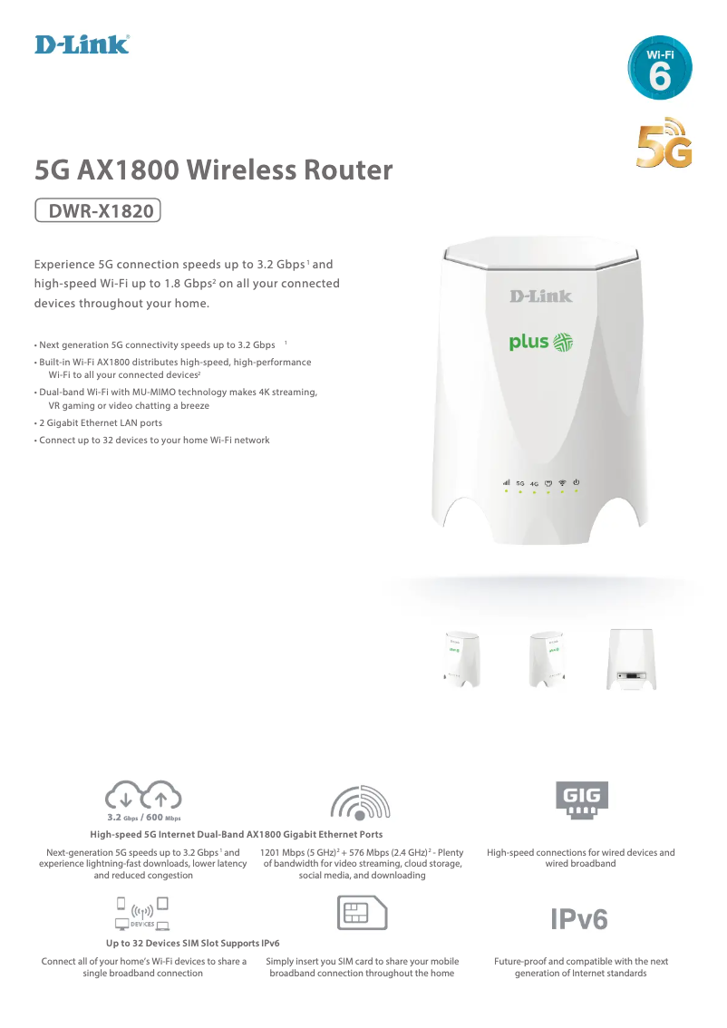 Page 1 de la notice Manuel utilisateur D-Link DWR-X1820