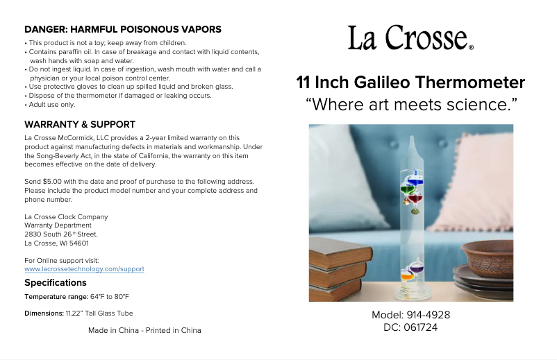Page n°1 - Manuel utilisateur La Crosse Technology 914-4928