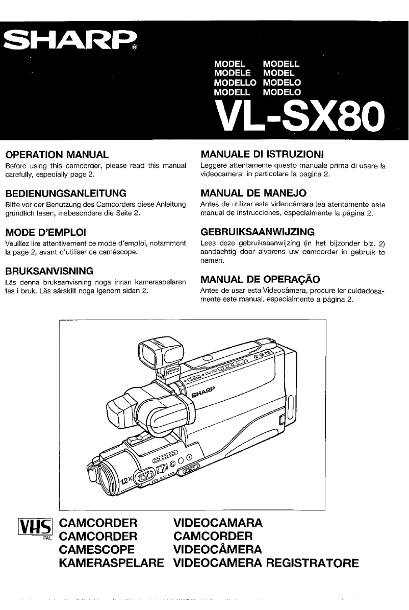 Page 1 de la notice Manuel utilisateur Sharp VL-SX80