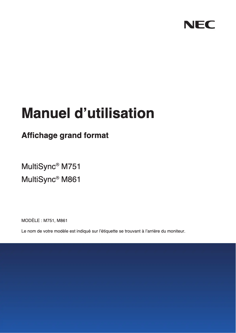 Image de la première page du manuel de l'appareil MultiSync M861