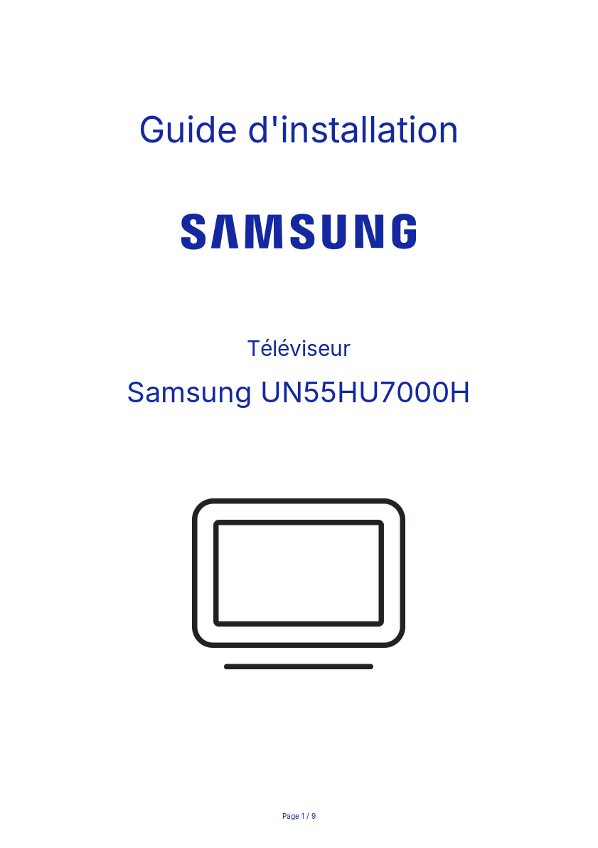 Page n°1 - Guide d'installation Samsung UN55HU7000H