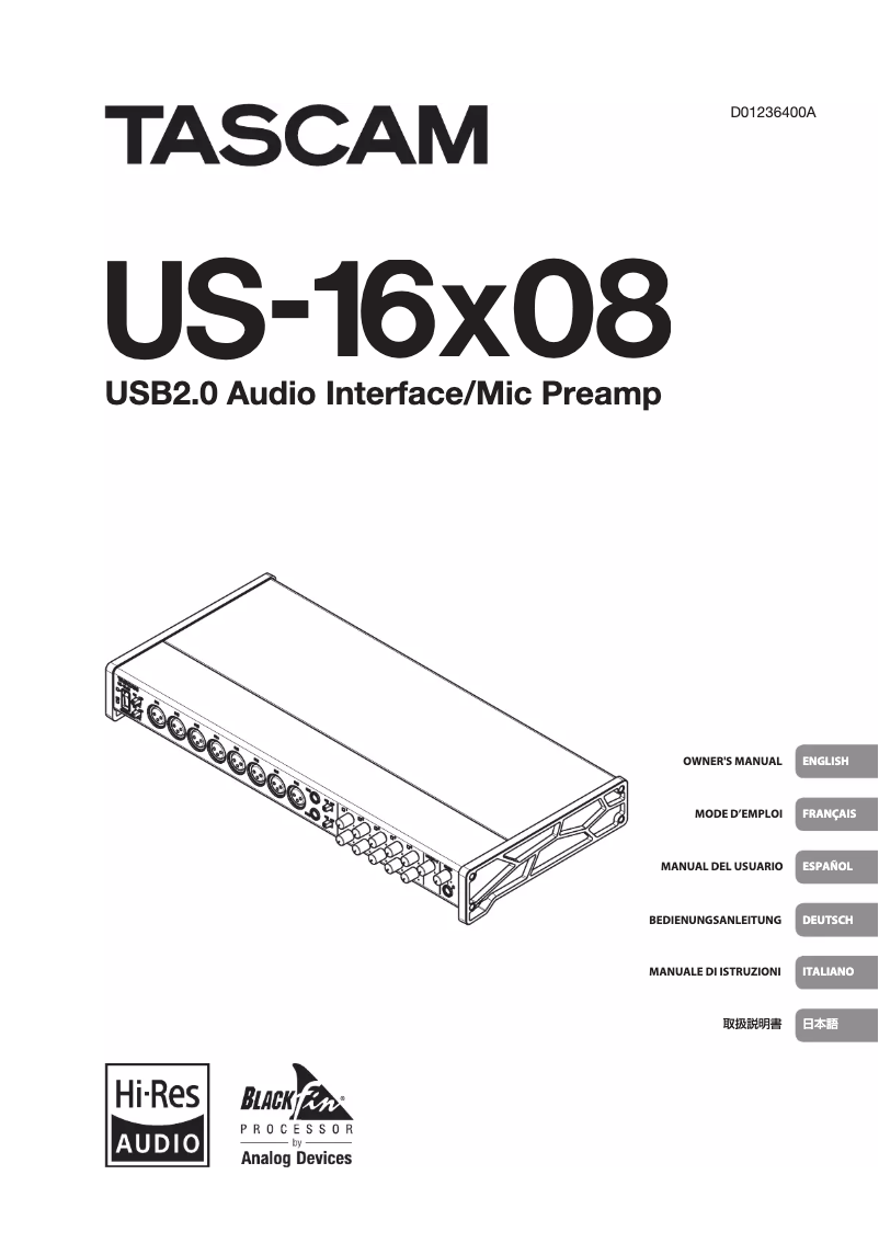 Page n°1 - Manuel utilisateur Tascam US-16x08