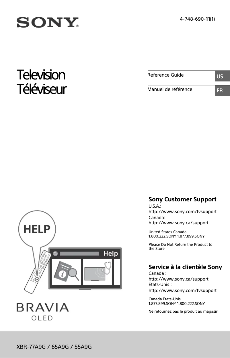 Page n°1 - Manuel utilisateur Sony Bravia XBR-55A9G