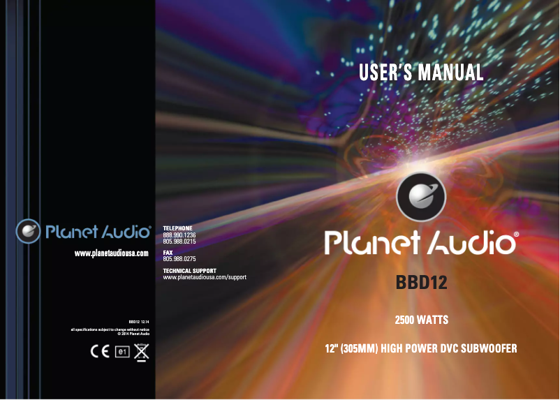 Page n°1 - Manuel utilisateur Planet Audio Big Bang 3 BBD12