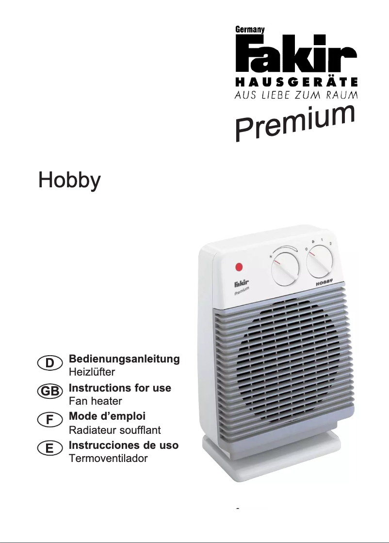 Page 1 de la notice Manuel utilisateur Fakir Hobby