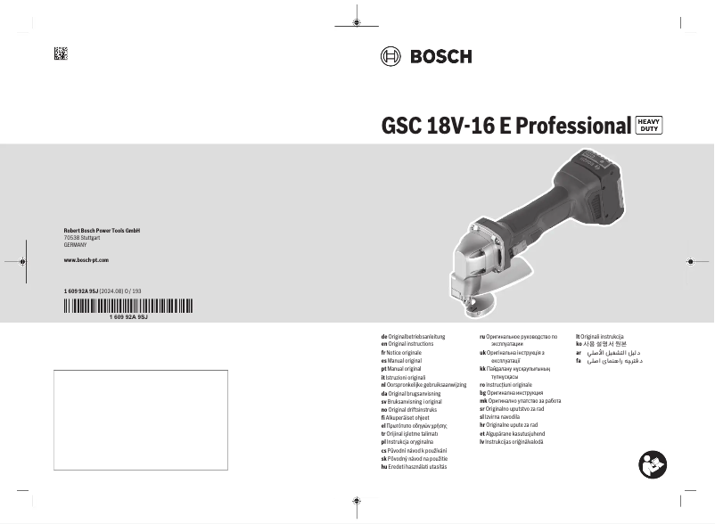 Page 1 de la notice Manuel utilisateur Bosch GSC 18V-16 E Professional