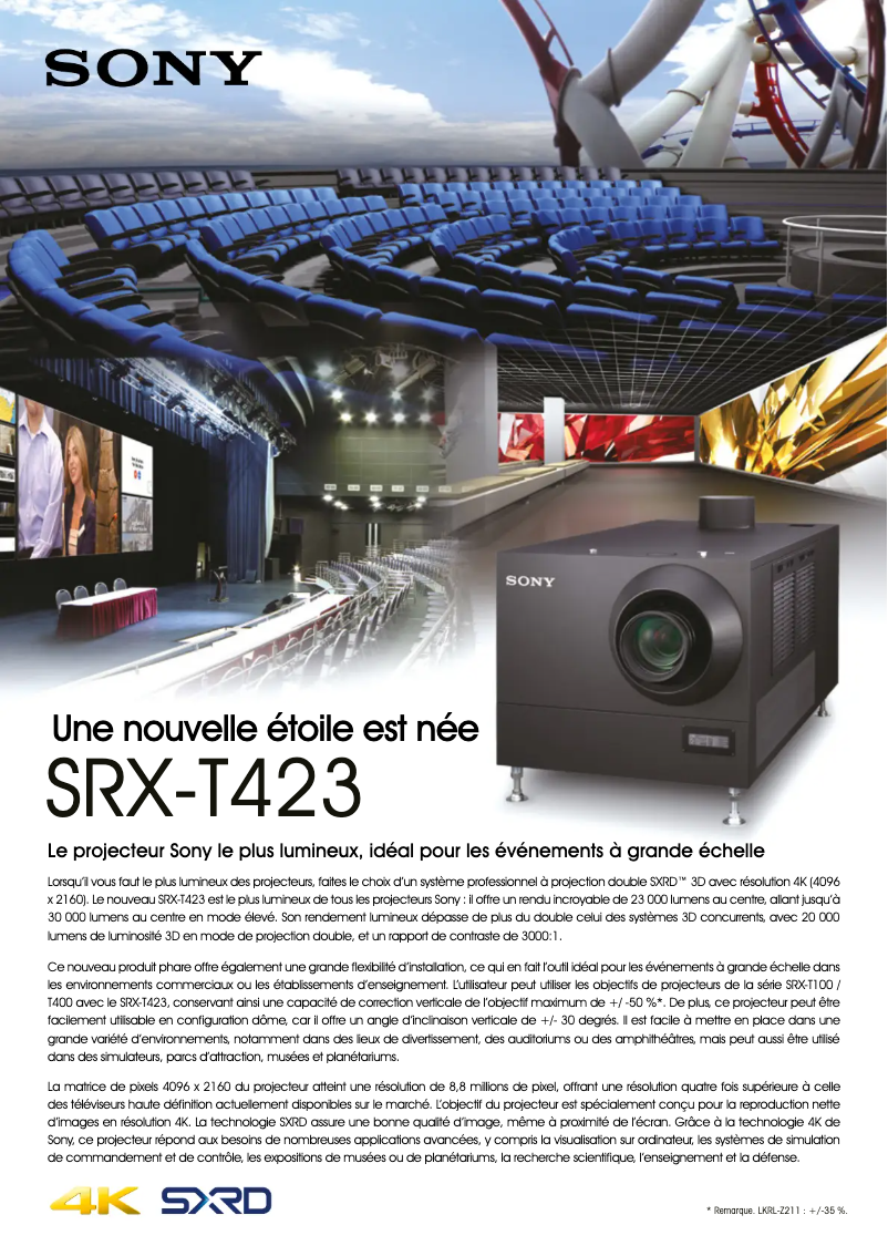 Image de la première page du manuel de l'appareil SRX-T423