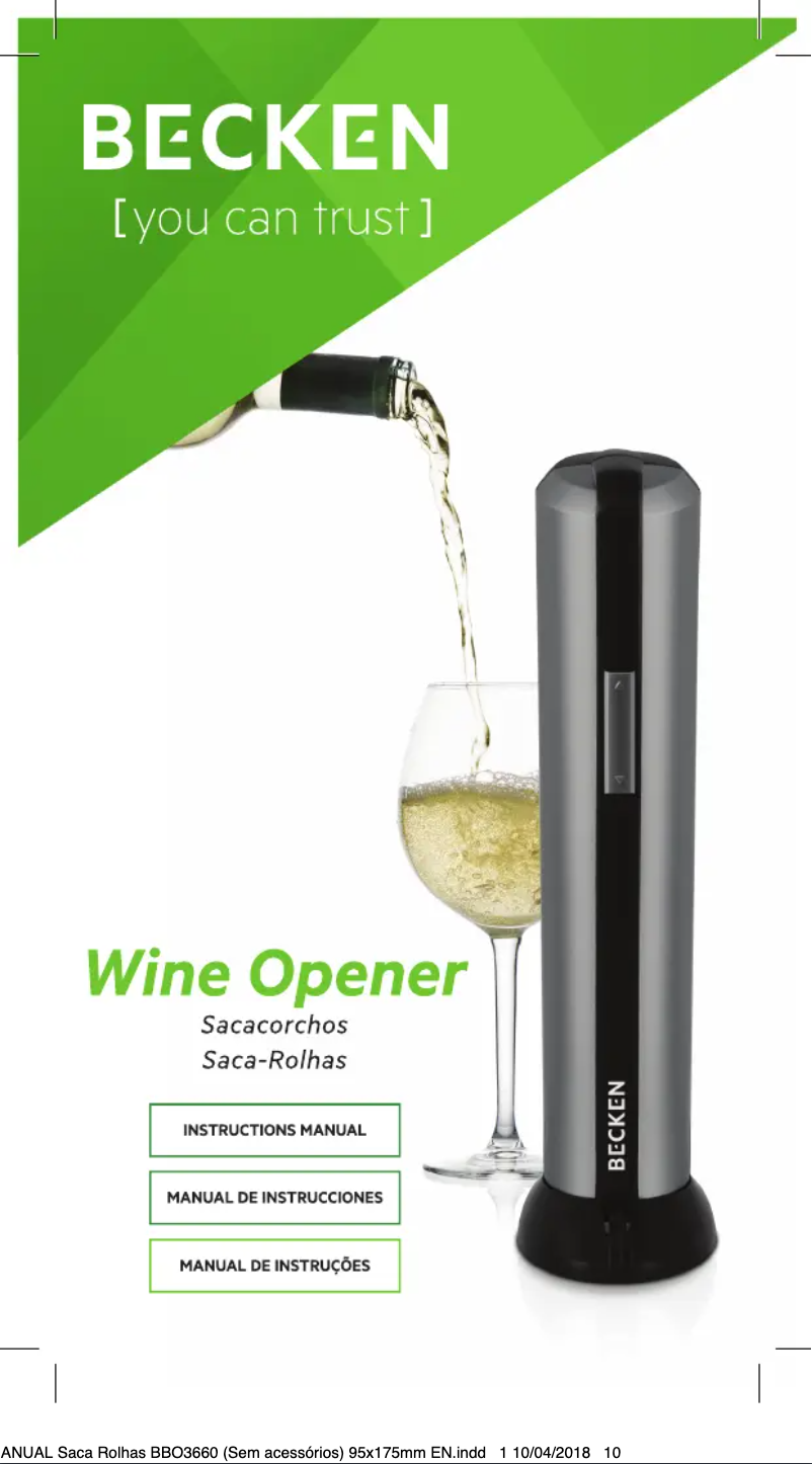 Image de la première page du manuel de l'appareil BBO3660