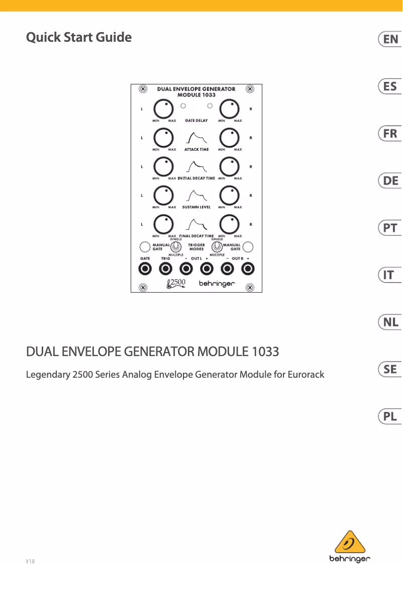 Page n°1 - Manuel utilisateur Behringer Dual Envelope Generator Module 1033