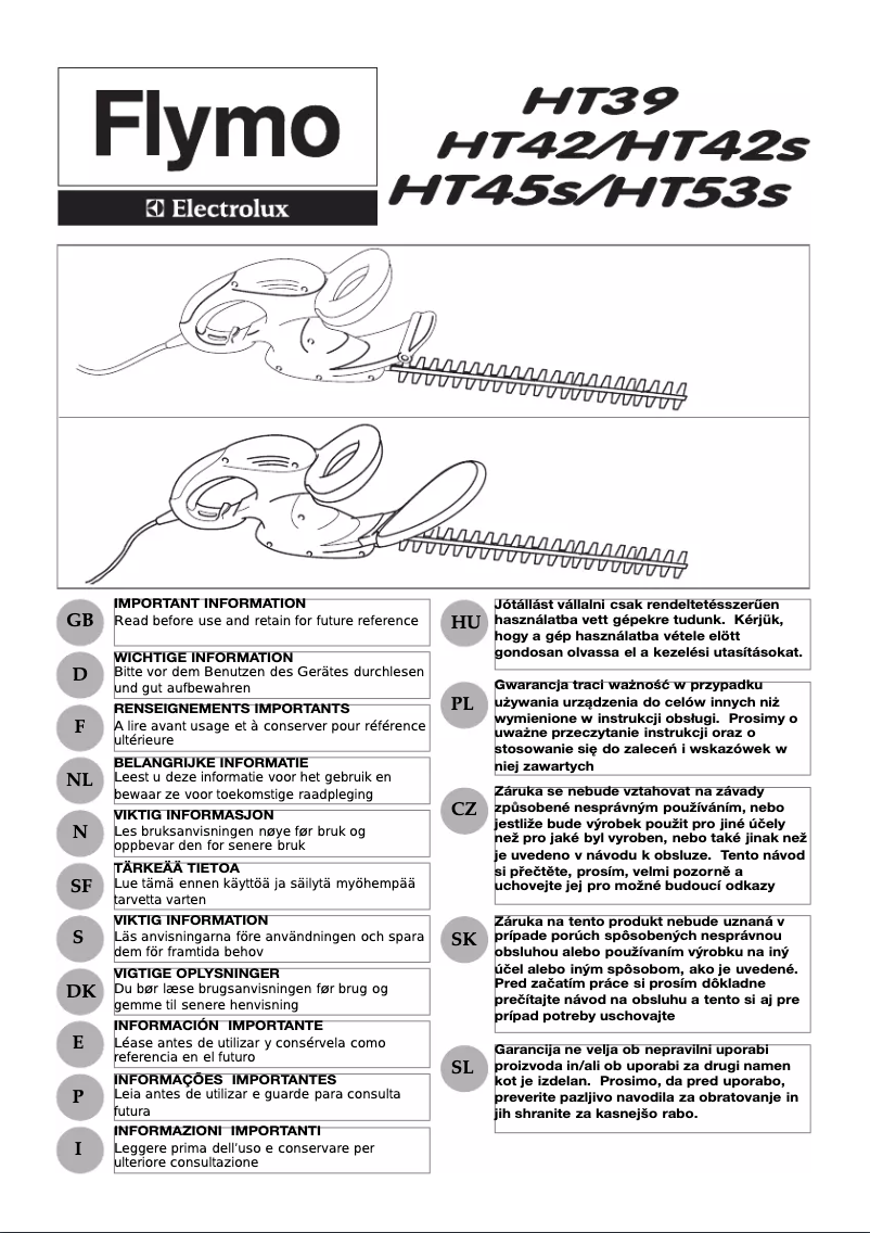 Image de la première page du manuel de l'appareil Flymo HT42
