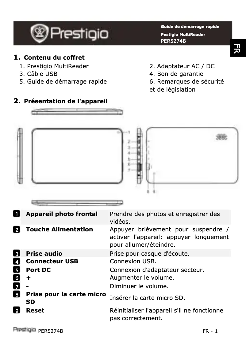 Image de la première page du manuel de l'appareil MultiReader 5274