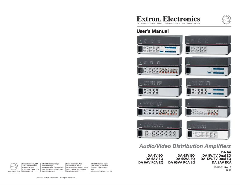 Page 1 de la notice Manuel utilisateur Extron DA 6A