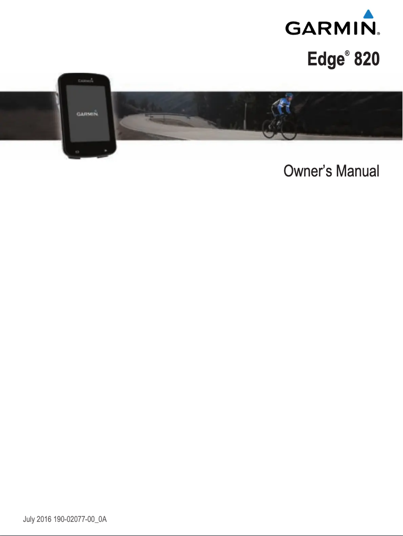 Page 1 de la notice Manuel utilisateur Garmin Edge 820