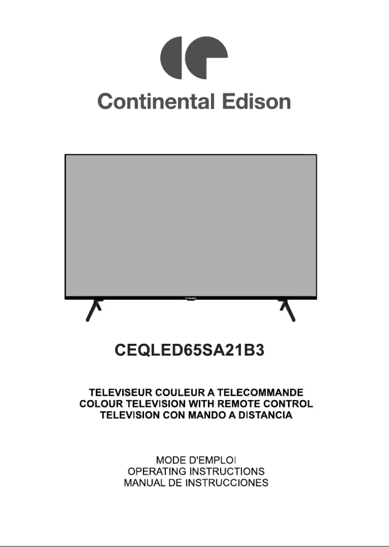 Page n°1 - Manuel utilisateur Continental Edison CEQLED65SA21B3