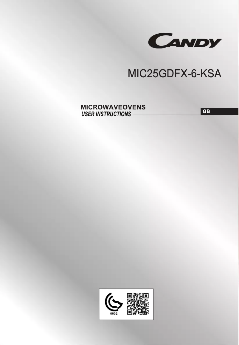 Page n°1 - Manuel utilisateur Candy MIC25GDFX-6-KSA