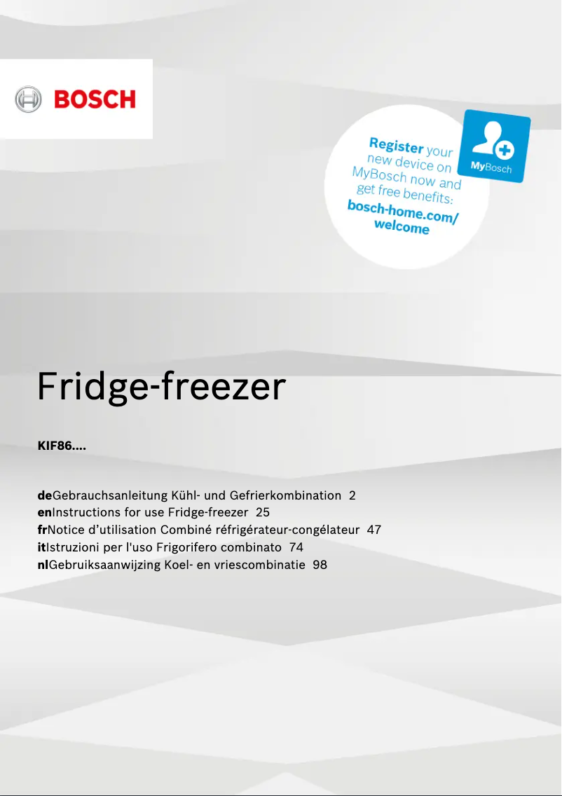 Page n°1 - Manuel utilisateur Bosch KIF86PF30