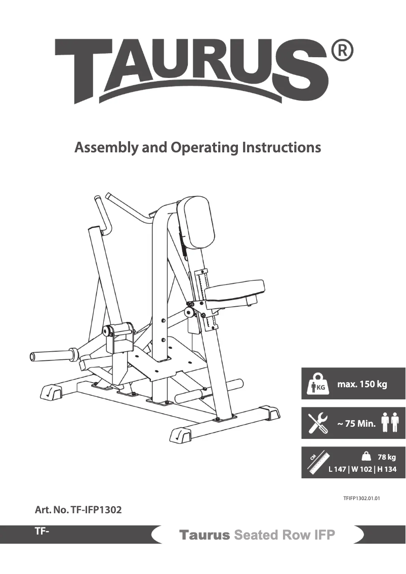 Page 1 de la notice Manuel utilisateur Taurus Seated Row IFP