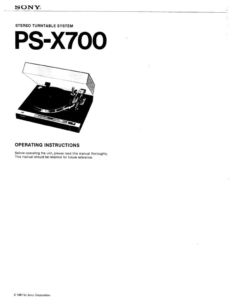 Page n°1 - Manuel utilisateur Sony PS-X700