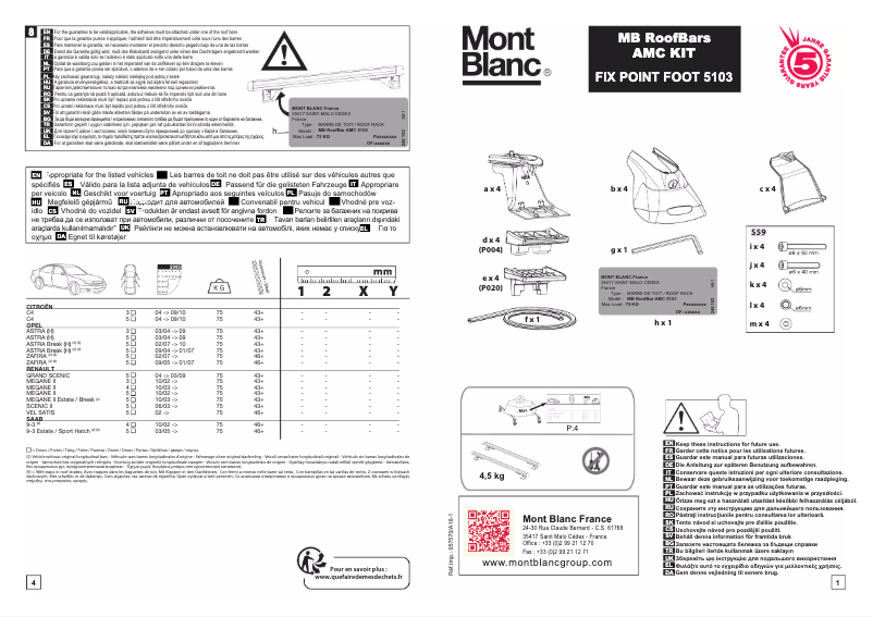 Page 1 de la notice Manuel utilisateur Mont Blanc AMC 5103