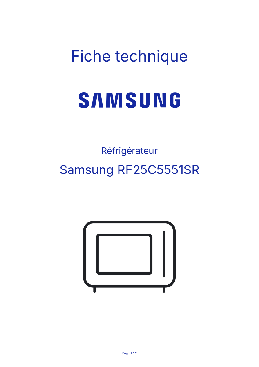 Page n°1 - Fiche technique Samsung RF25C5551SR