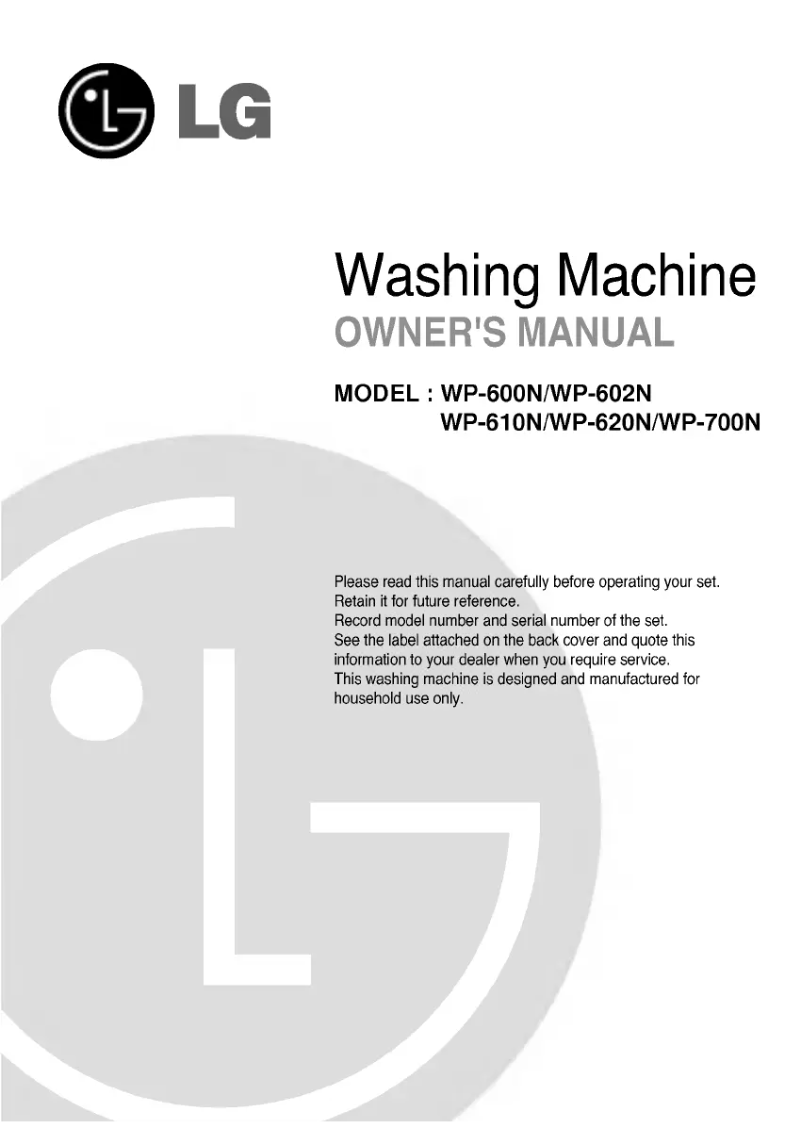 Page 1 de la notice Manuel utilisateur LG WP-602N