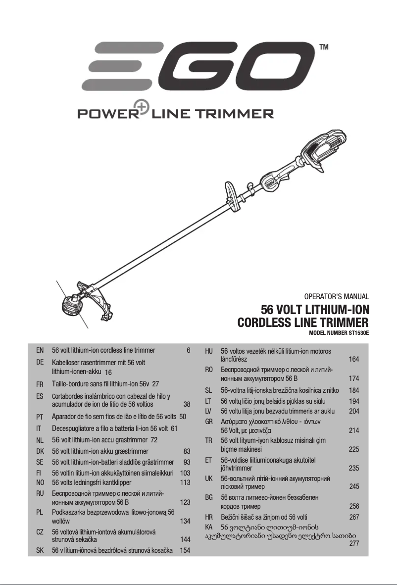 Page n°1 - Manuel utilisateur EGO ST1530E