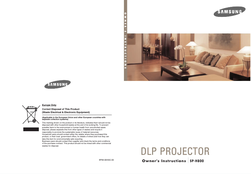 Page 1 de la notice Manuel utilisateur Samsung SP-H800